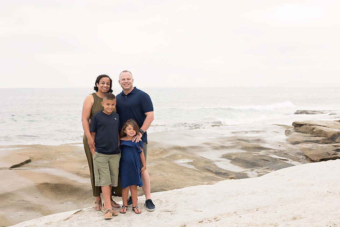 Windansea beach family photography, family standing on beach, Lauren V Photography