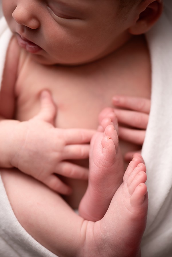 San Diego newborn photography, baby girl wrapped up, baby hands